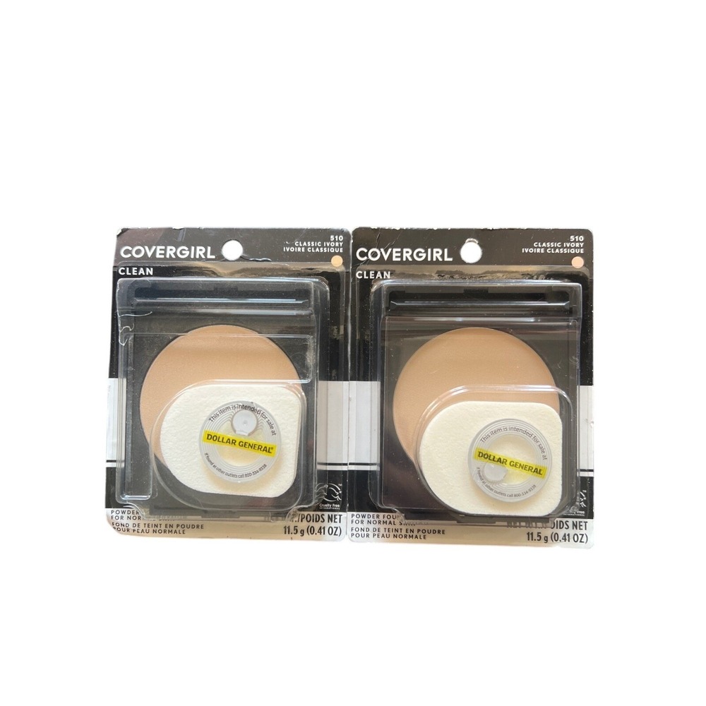 Lot of 2 Covergirl Clean Powder Foundation 510 Classic Ivory Normal Skin 0.41oz